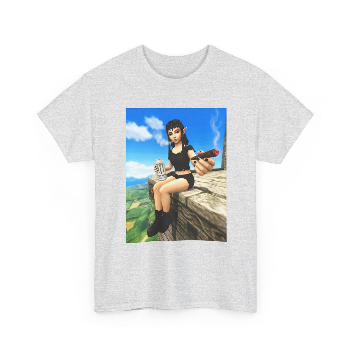 Elf Girl Smoking Cigar On Mountain Tee
