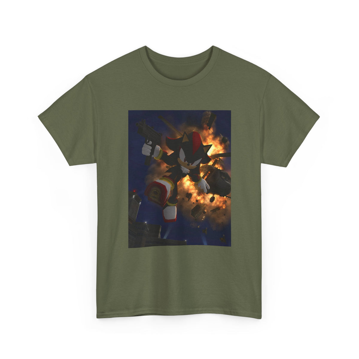 Shadow The Hedgehog With Uzi Amidst Explosion Tee