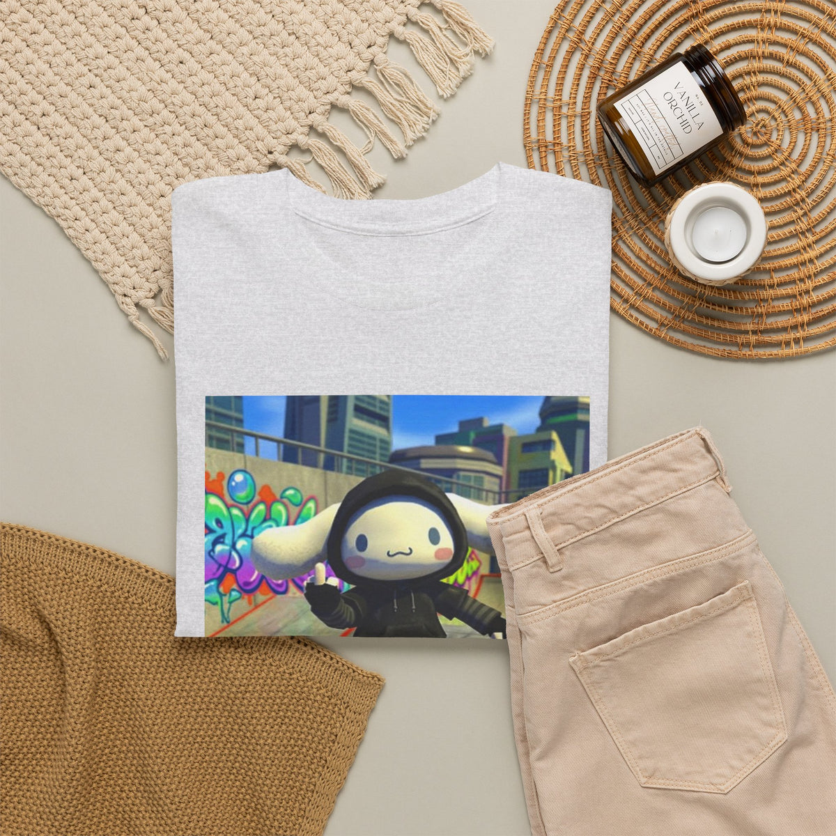 Edgy Cinnamoroll Skater Flipping Off Tee