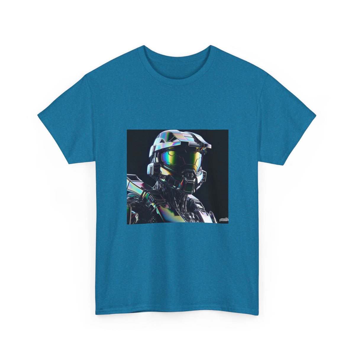 Holographic Cybernetic Sentinel Chrome Helmet Tee