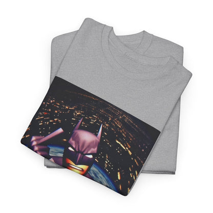 Pixel Batman Soaring Above Earth Tee