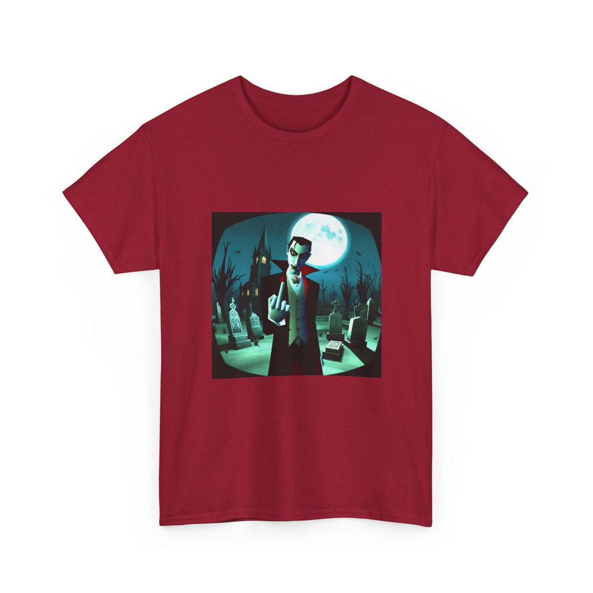 Vampire Giving The Finger In Cemetery Tee