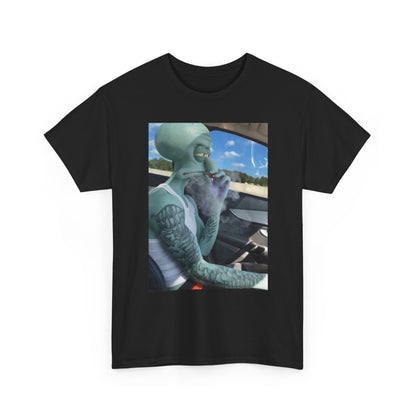 Tattooed Squidward Smoking Joint In Car