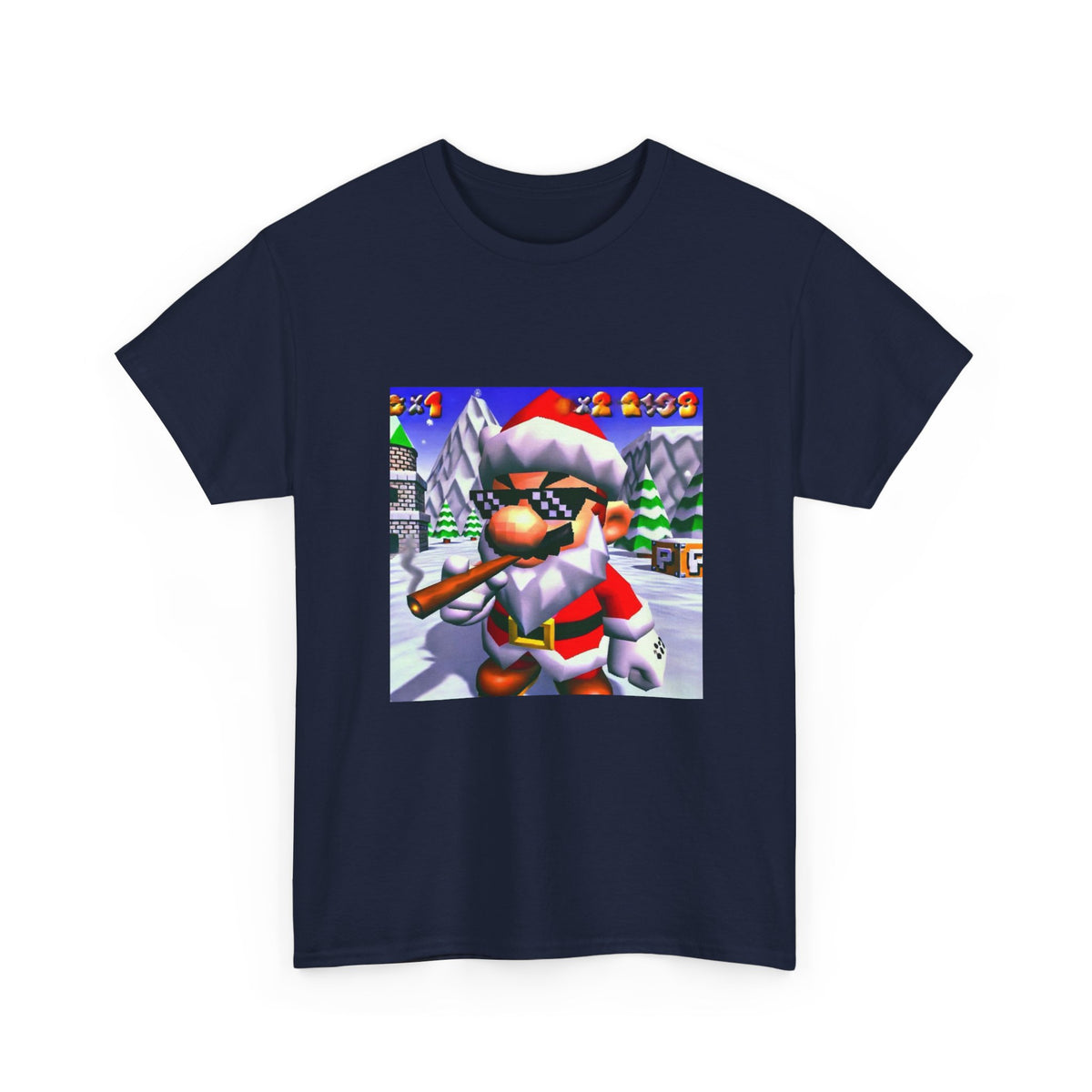 Deal With It Santa Mario Smoking Blunt Tee