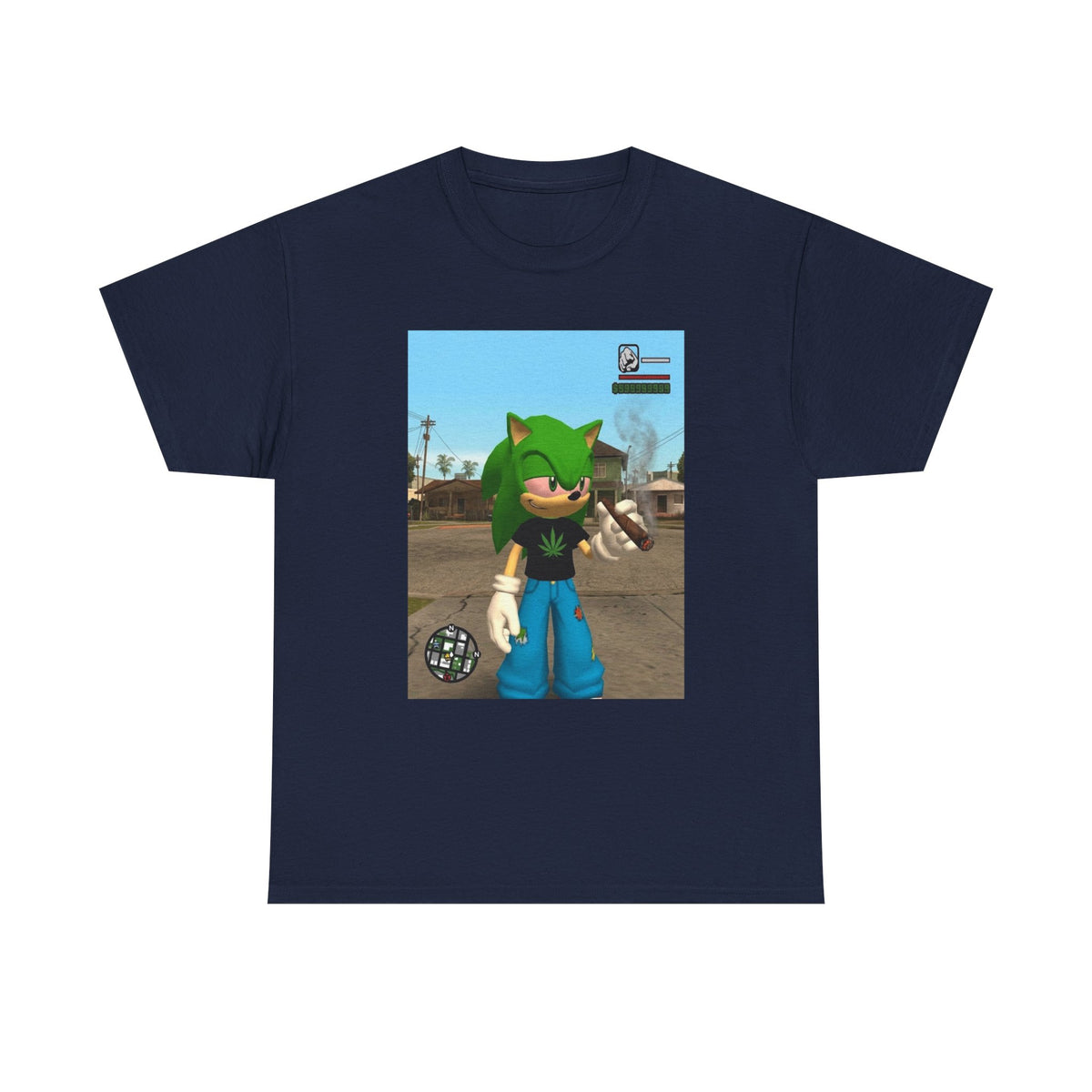 Green Hedgehog Smoking Blunt In San Andreas Tee