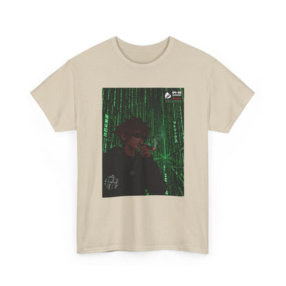 Anime Character Smoking Cigar In Matrix Tee