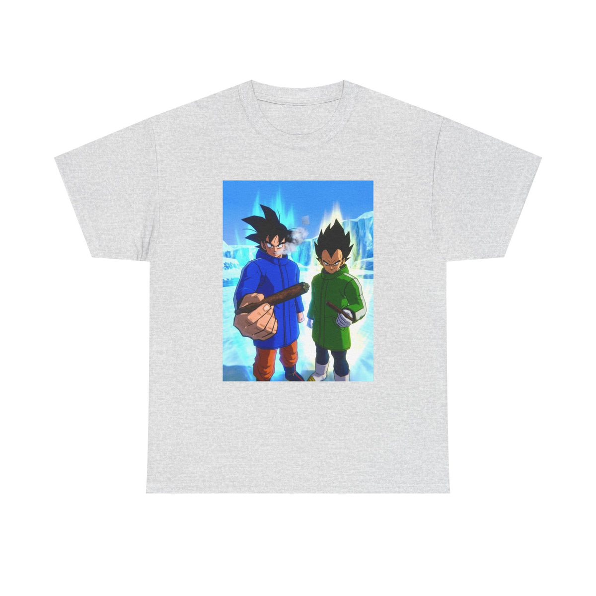 Goku And Vegeta Smoking In Snowy Scene Tee