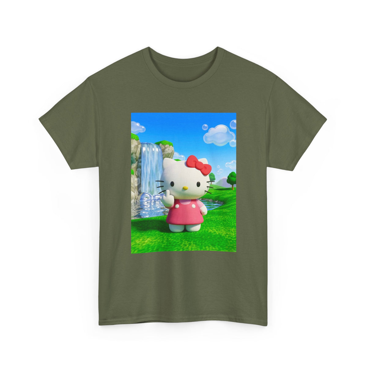 Kitty Flips The Bird Waterfall Tee