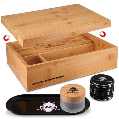 Kozo XL Bamboo Stash Box Set with Magnetic Flip Lid