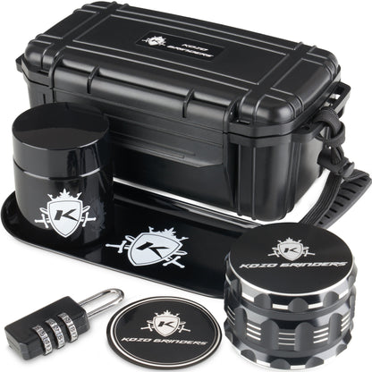 Kozo Black Smell-Proof Stash Box Set with Combo Lock