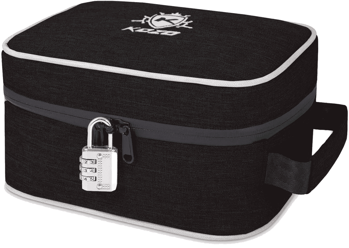 Kozo Black Smell-Proof Bag with Combo Lock and Dividers