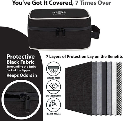 Kozo Black Smell-Proof Bag with Combo Lock and Dividers