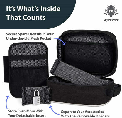 Kozo Black Smell-Proof Bag with Combo Lock and Dividers