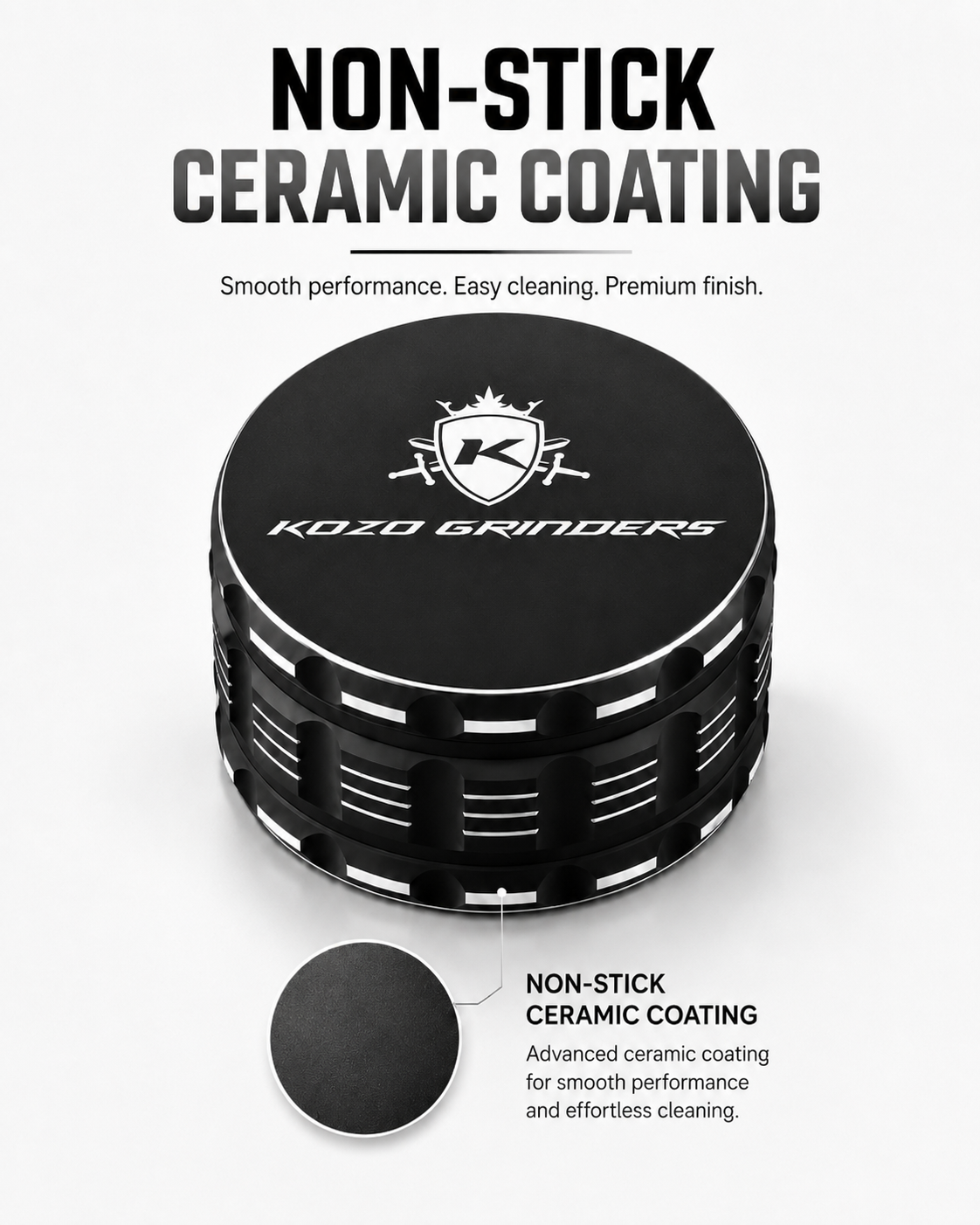 Kozo 4" 4-Piece Ceramic Non-Stick Aluminum Grinder