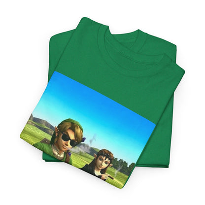 Link and Zelda Smoking Cigars In A Field