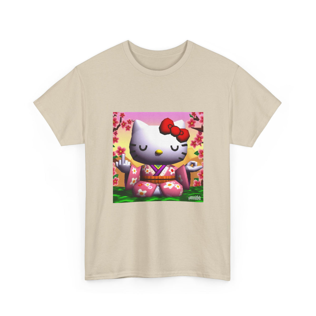 Kitty Meditating and Flipping Bird Tee