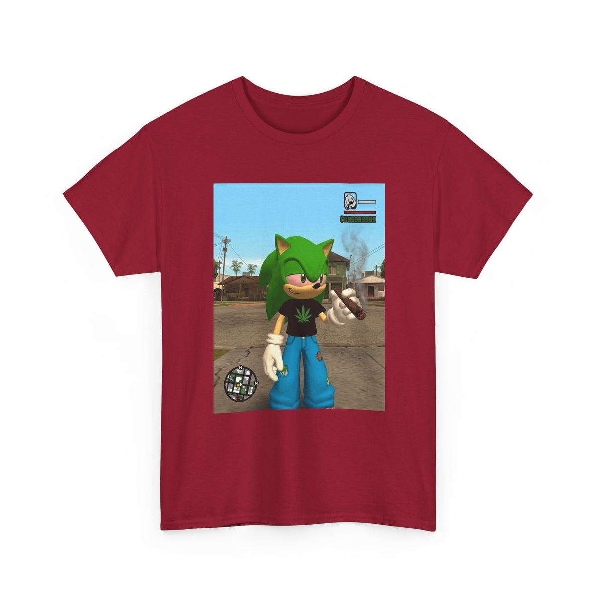 Green Hedgehog Smoking Blunt In San Andreas Tee