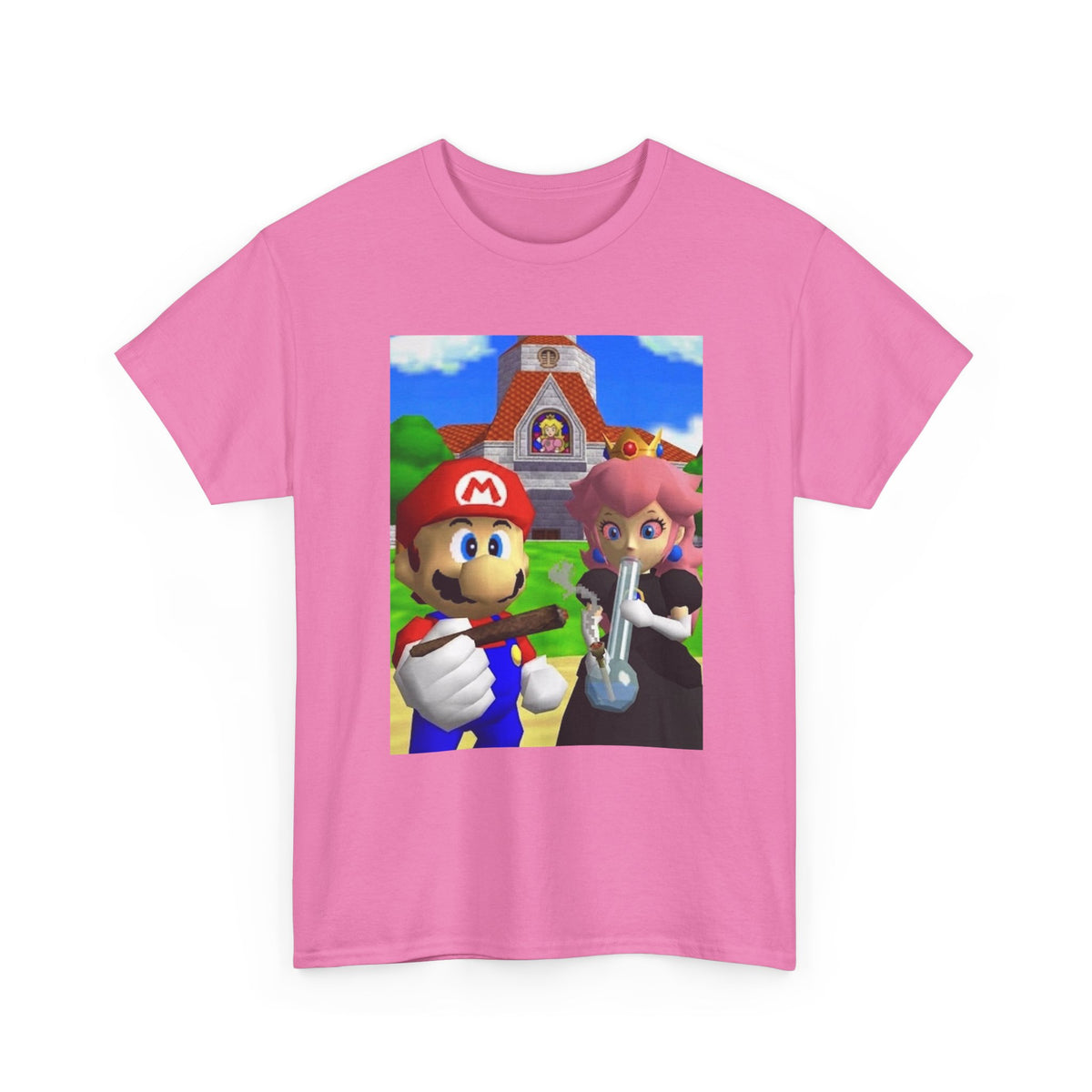 Mario and Peach Puffing Outside Castle