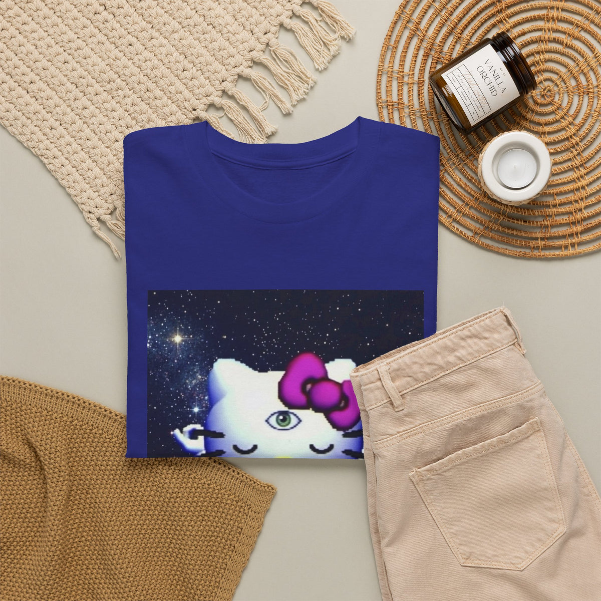 Third Eye Kitty Meditating In Space Tee