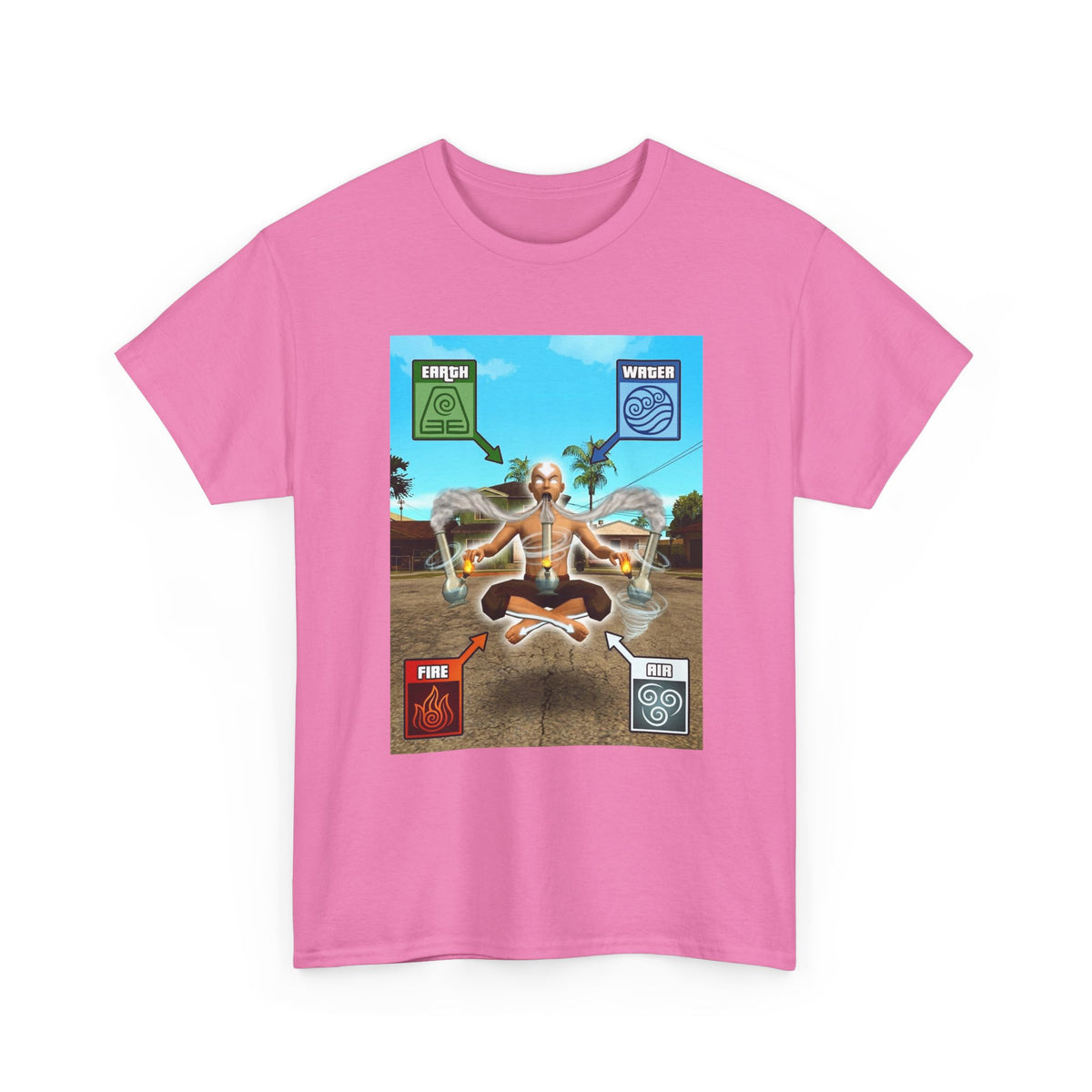 Meditating Avatar Bending All Elements Tee