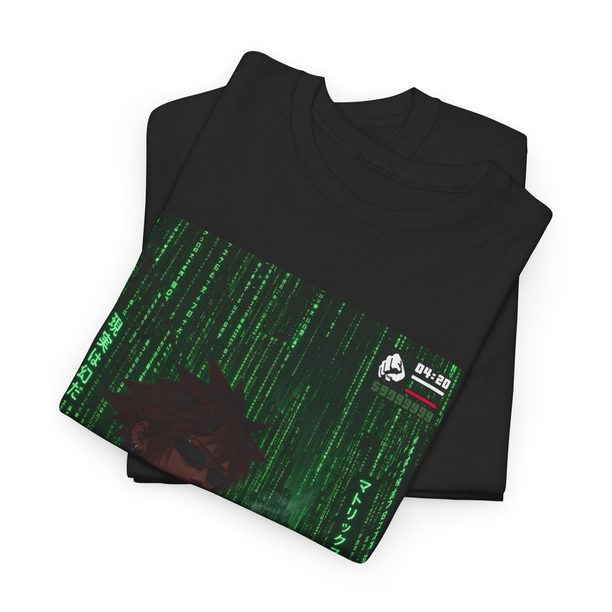 Anime Character Smoking Cigar In Matrix Tee