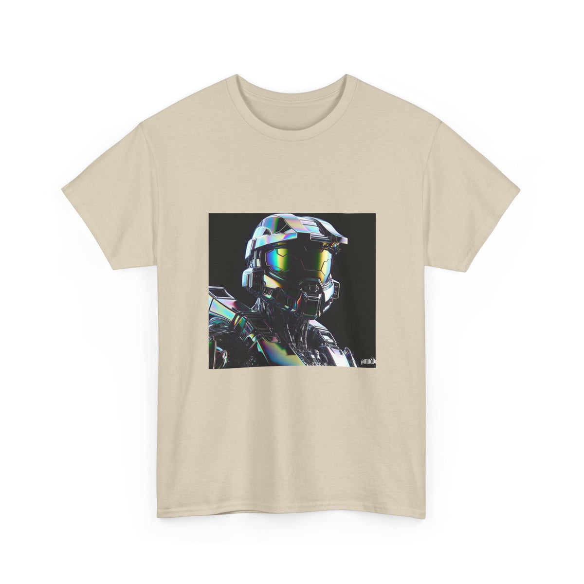 Holographic Cybernetic Sentinel Chrome Helmet Tee