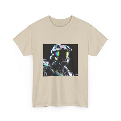 Holographic Cybernetic Sentinel Chrome Helmet Tee