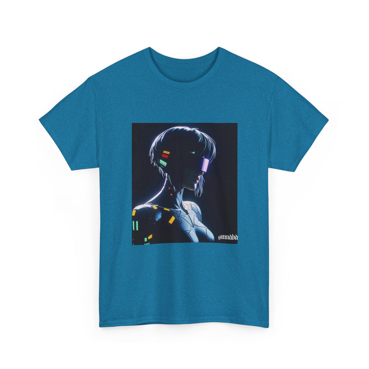 Cybernetic Enigmatic Figure Glowing In Darkness