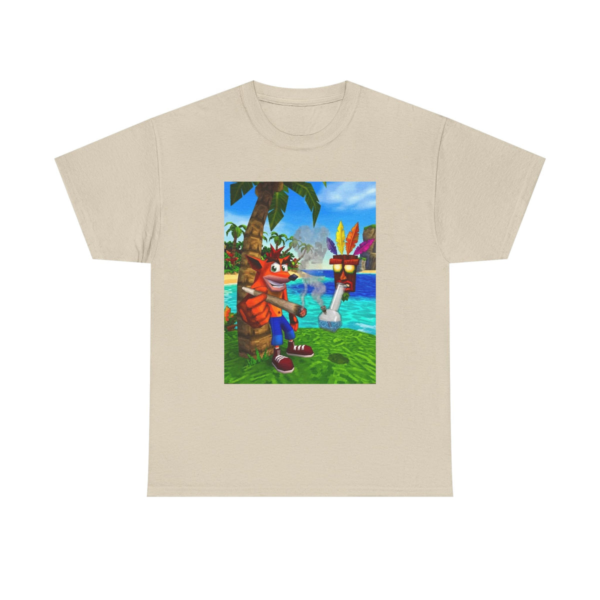 Crash Bandicoot Smoking With Aku Aku Tee