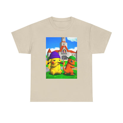 Pikachu And Charmander Chilling At Peach's Castle Tee
