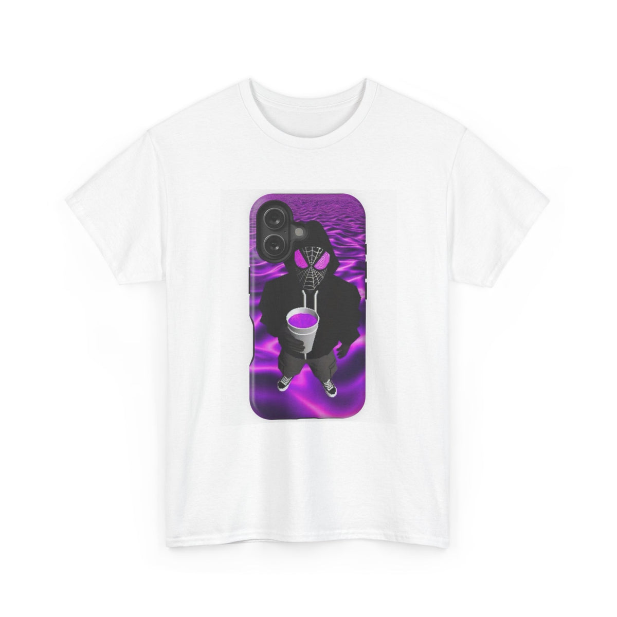 Pixelated Web-Slinger Holding Purple Drink Tee