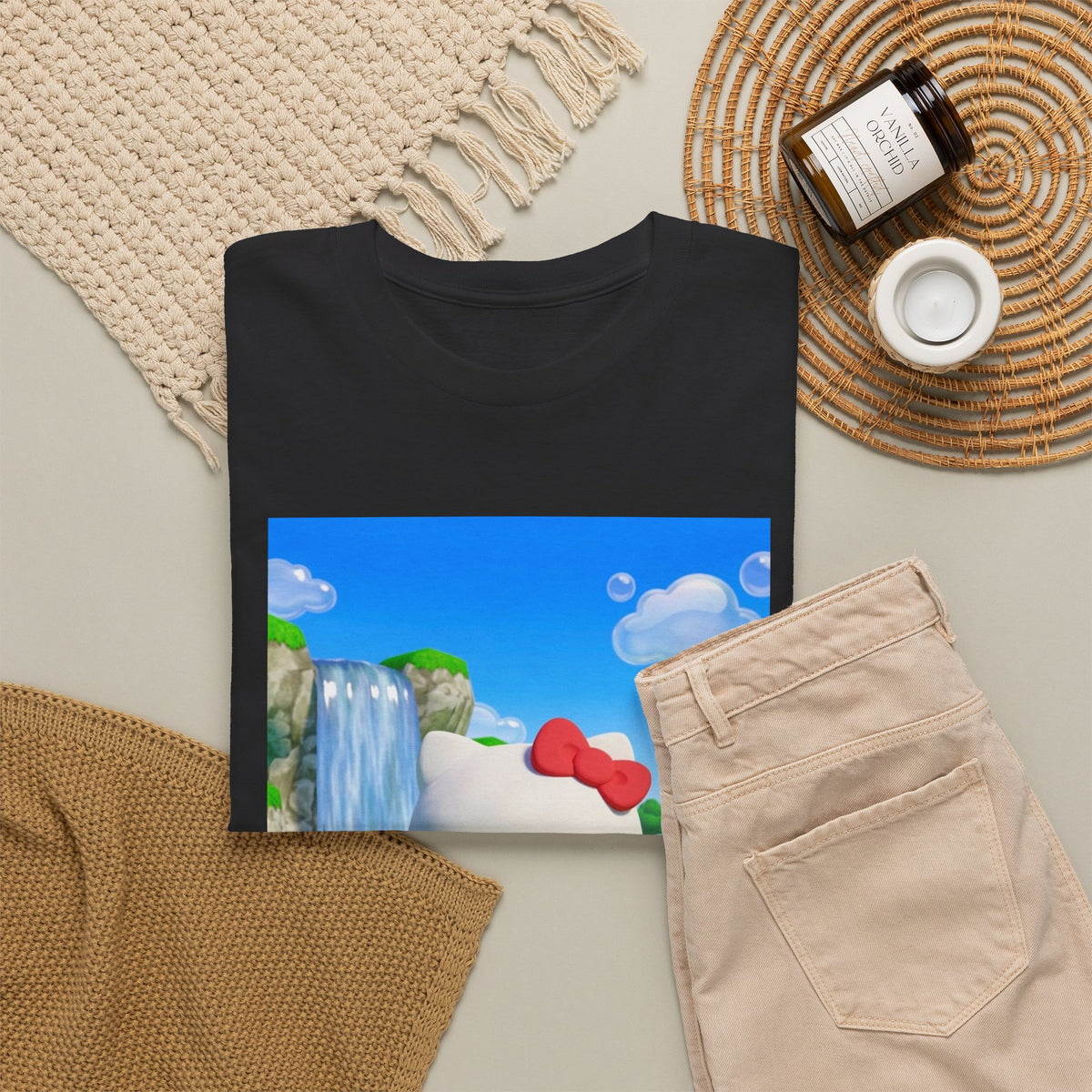 Kitty Flips The Bird Waterfall Tee