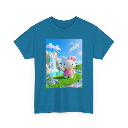 Kitty Flips The Bird In Dreamy Landscape Tee