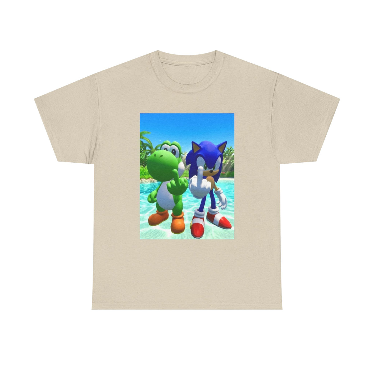 Yoshi And Sonic Flipping Off Tee
