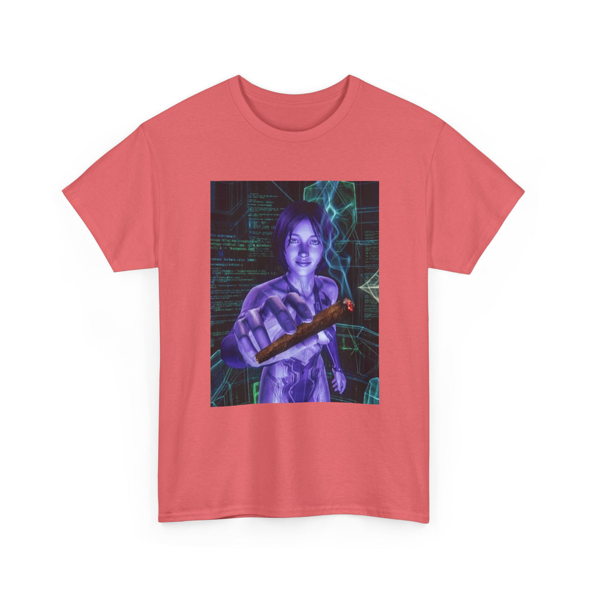 AI Cyber Girl Offering Blunt Tee