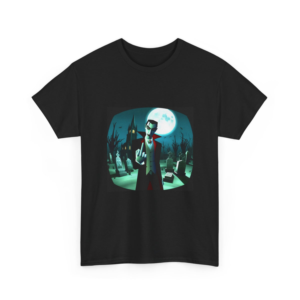 Vampire Giving The Finger In Cemetery Tee