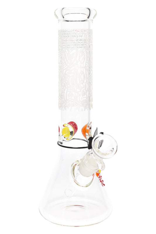ROOR 12" Frosted Beaker Bong with Multicolor Ice Pinch