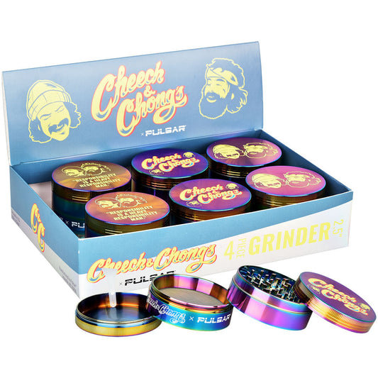 Pulsar Cheech & Chong Rainbow 4pc Metal Grinder 2.5" - 6 Pack - Collector's Edition