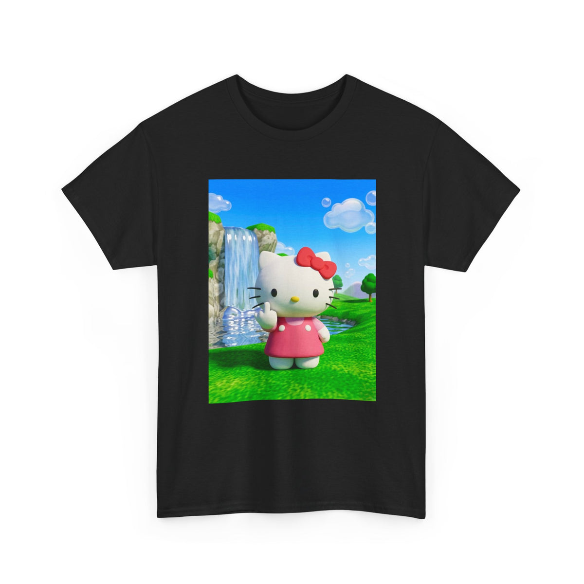 Kitty Flips The Bird Waterfall Tee