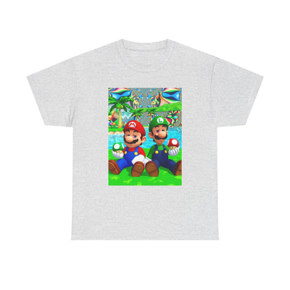 Mellow Mario And Luigi With Mushrooms Tee