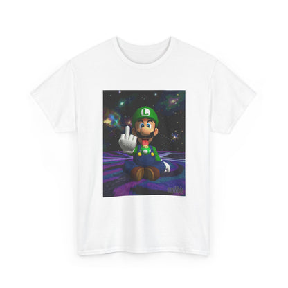 Luigi Flipping Off In Cosmic Vibe