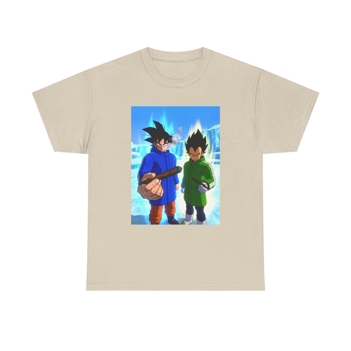 Goku And Vegeta Smoking In Snowy Scene Tee