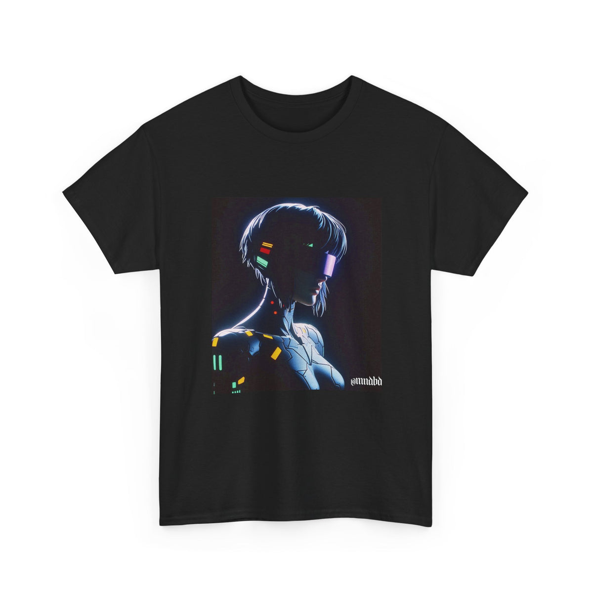 Cybernetic Enigmatic Figure Glowing In Darkness