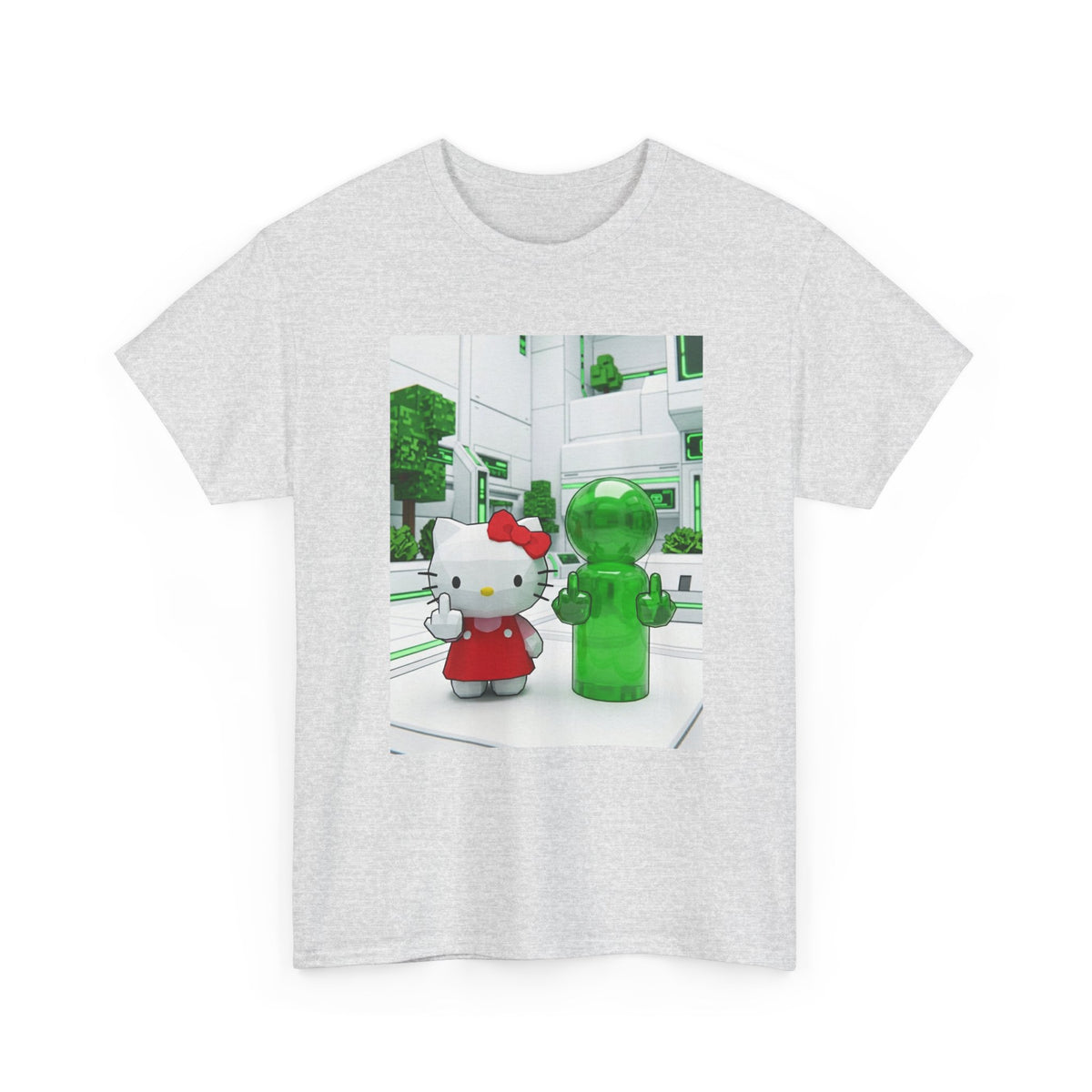 Low Poly Hello Kitty And Green Alien Flip Off