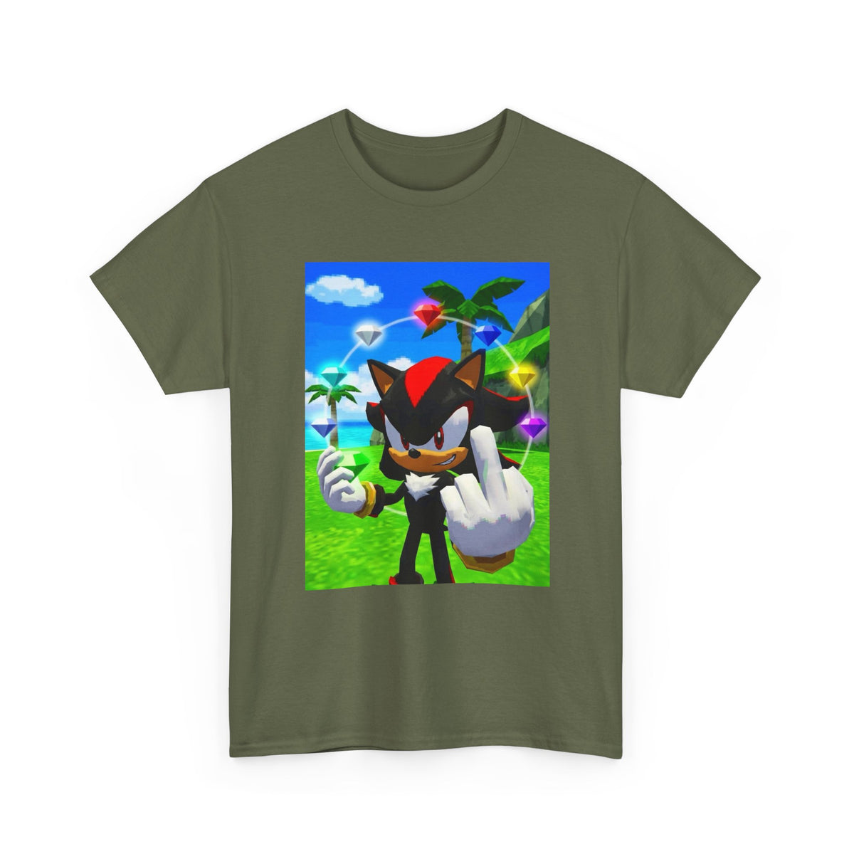 Shadow The Hedgehog With Chaos Emeralds Giving Finger