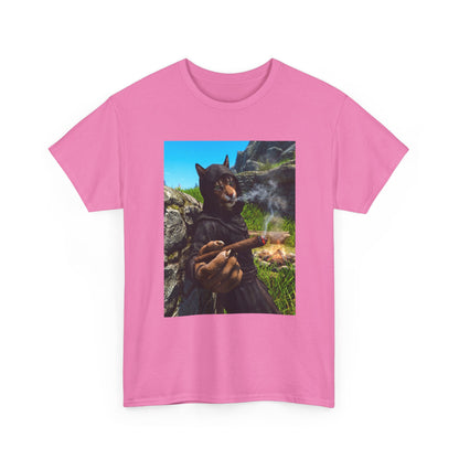 Khajiit Monk Smoking By Campfire Tee