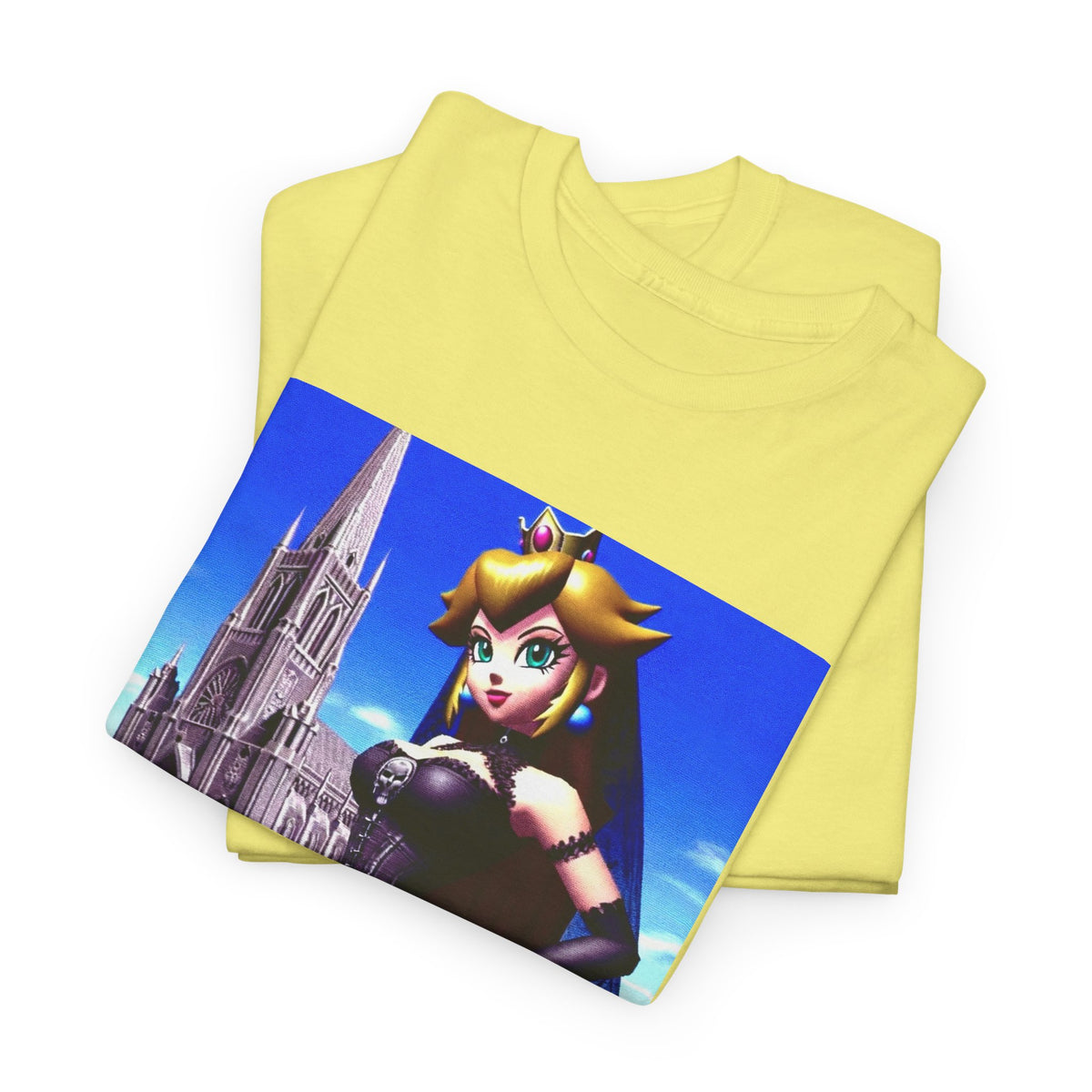 Gothic Princess Peach Posing Before Cathedral