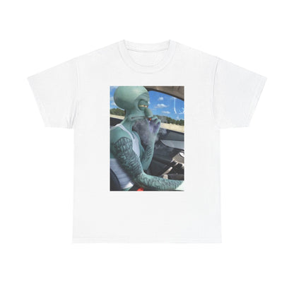 Tattooed Squidward Smoking Joint In Car