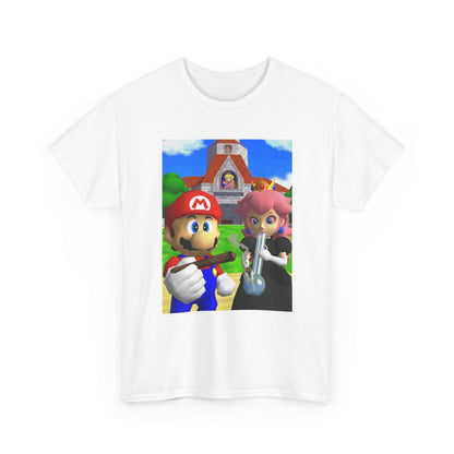 Mario and Peach Puffing Outside Castle