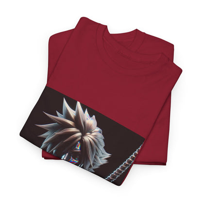Chrome Spiky-Haired Warrior Reflecting Rainbows Tee